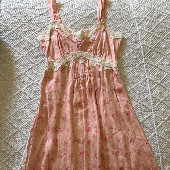 Spell Fleur Slip Dress in Pink | Vintage floral with Cream Lace - Picture 8 of 12